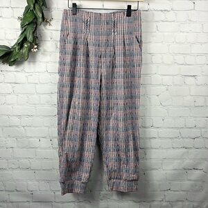 ANTHROPOLOGIE Paperbag Plaid Crop Pants Knickers Cuffs size 2